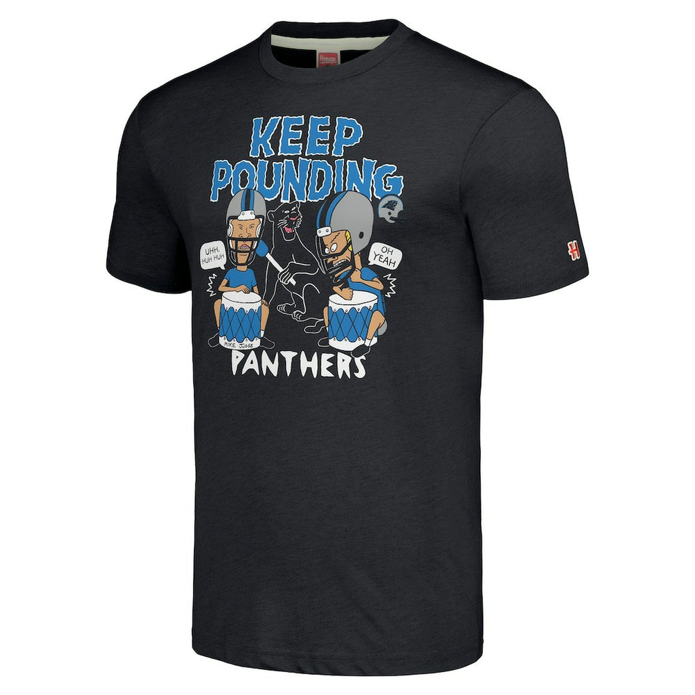 Carolina Panthers NFL x Homage x Beavis and Butt-Head Unisex Tri-Blend T-Shirt – Charcoal
