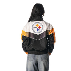 Pittsburgh Steelers The Wild Collective Women's 1/4 Zip Track Jacket Black