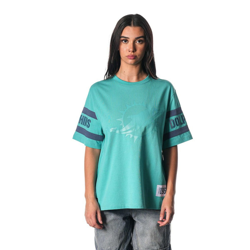Miami Dolphins The Wild Collective Women's Drop Shoulder T-Shirt Aqua