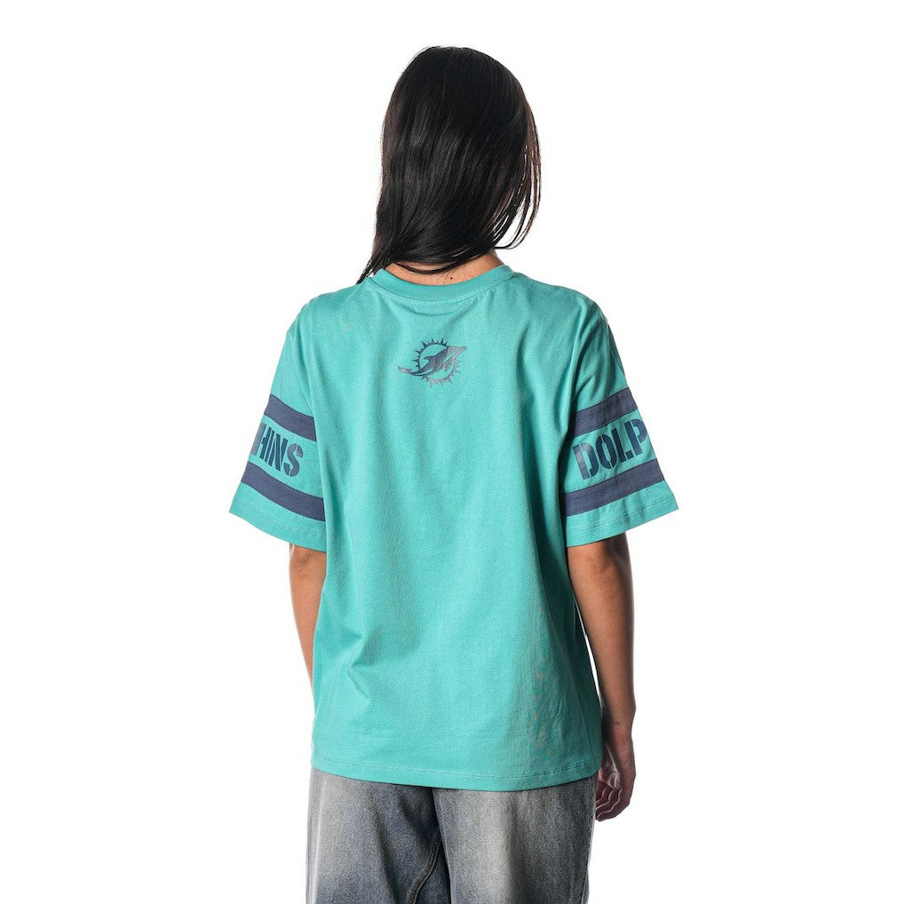 Miami Dolphins The Wild Collective Women's Drop Shoulder T-Shirt Aqua
