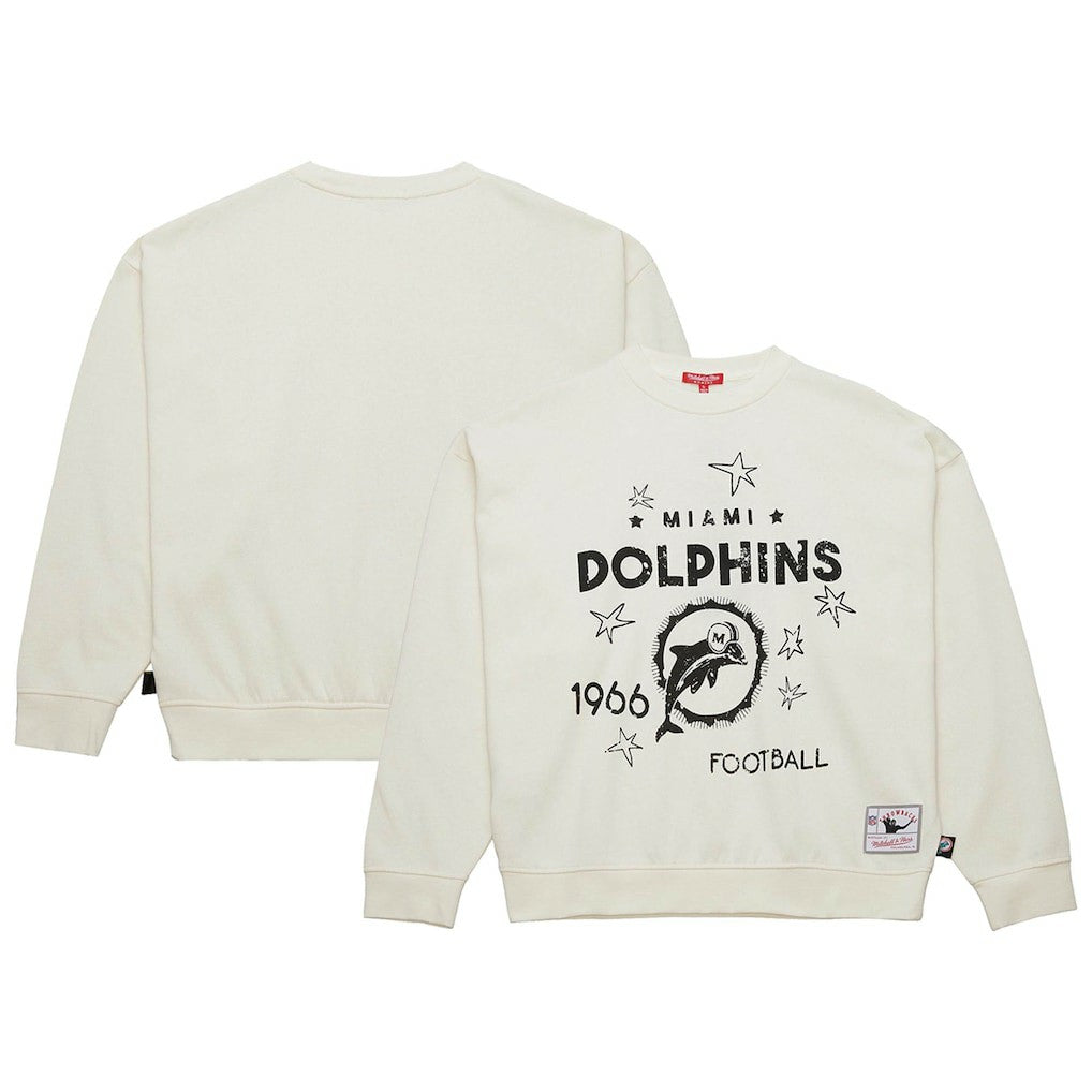 Mitchell & Ness Miami Dolphins Women's Throwback Logo 3.0 Pullover Sweatshirt Cream