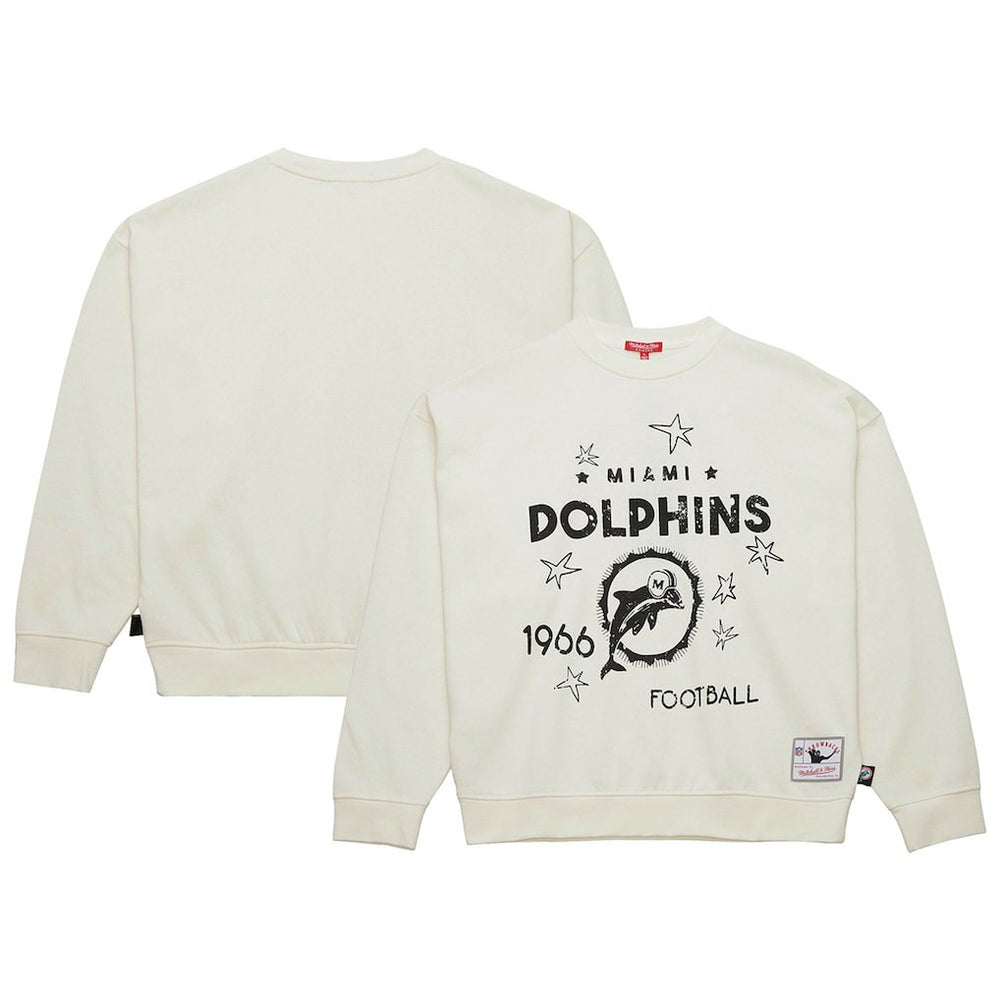 Mitchell & Ness Miami Dolphins Women's Throwback Logo 3.0 Pullover Sweatshirt Cream