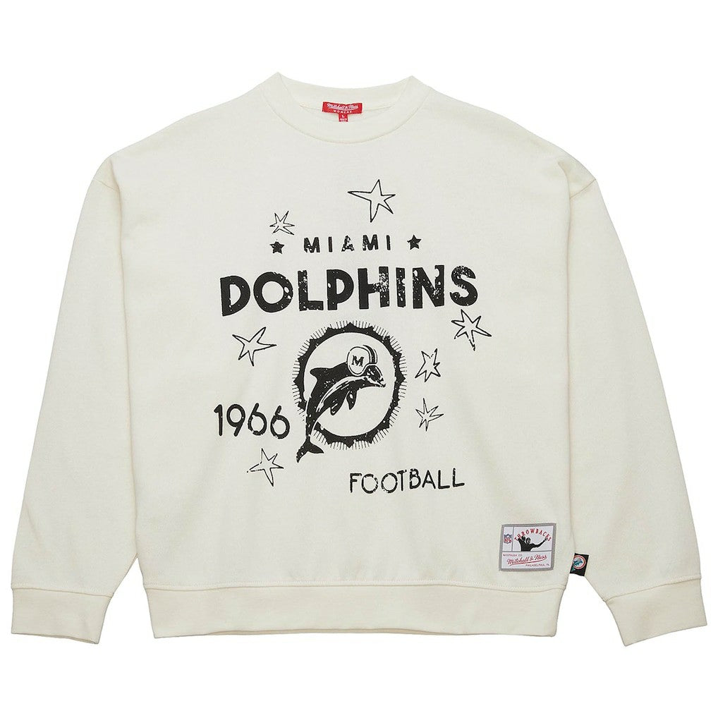 Mitchell & Ness Miami Dolphins Women's Throwback Logo 3.0 Pullover Sweatshirt Cream