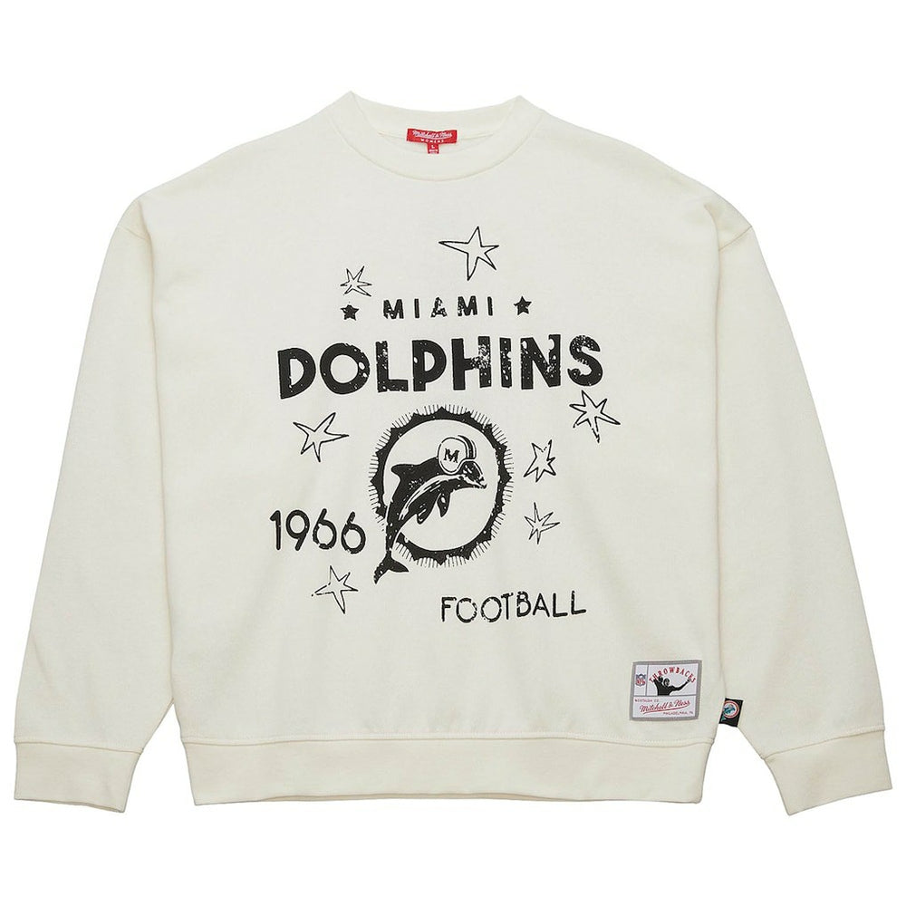 Mitchell & Ness Miami Dolphins Women's Throwback Logo 3.0 Pullover Sweatshirt Cream