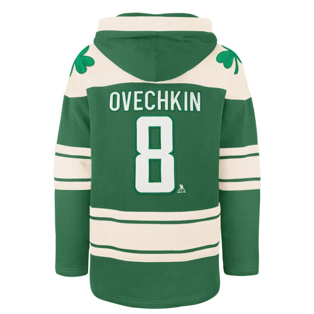 Alexander Ovechkin Washington Capitals '47 St. Patrick's Day Player Name & Number Lacer Pullover Hoodie - Kelly Green - NHL 201837444