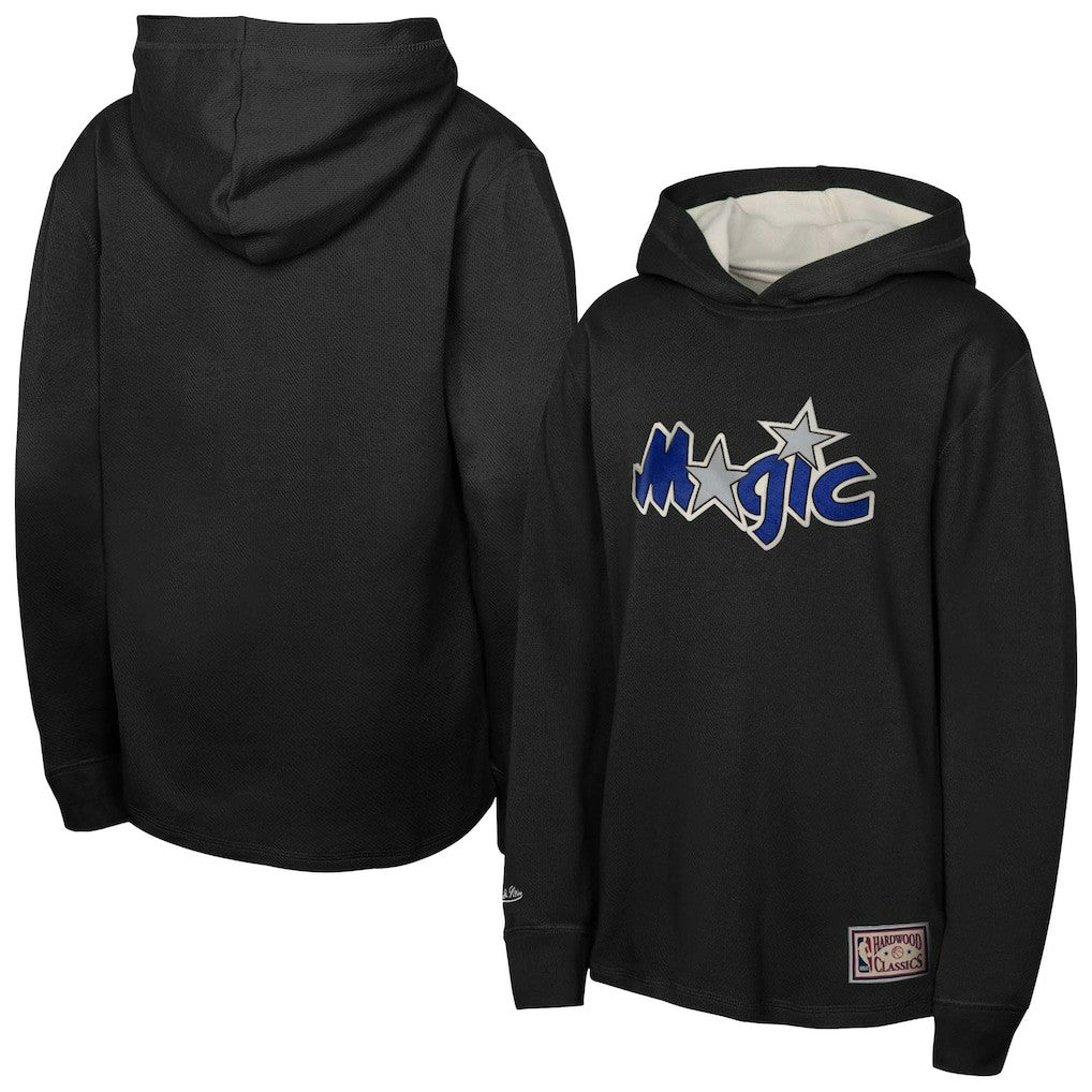 Orlando Magic Youth Hardwood Classics Lightweight Thermal Long Sleeve Hoodie T-Shirt Black | Mitchell & Ness online