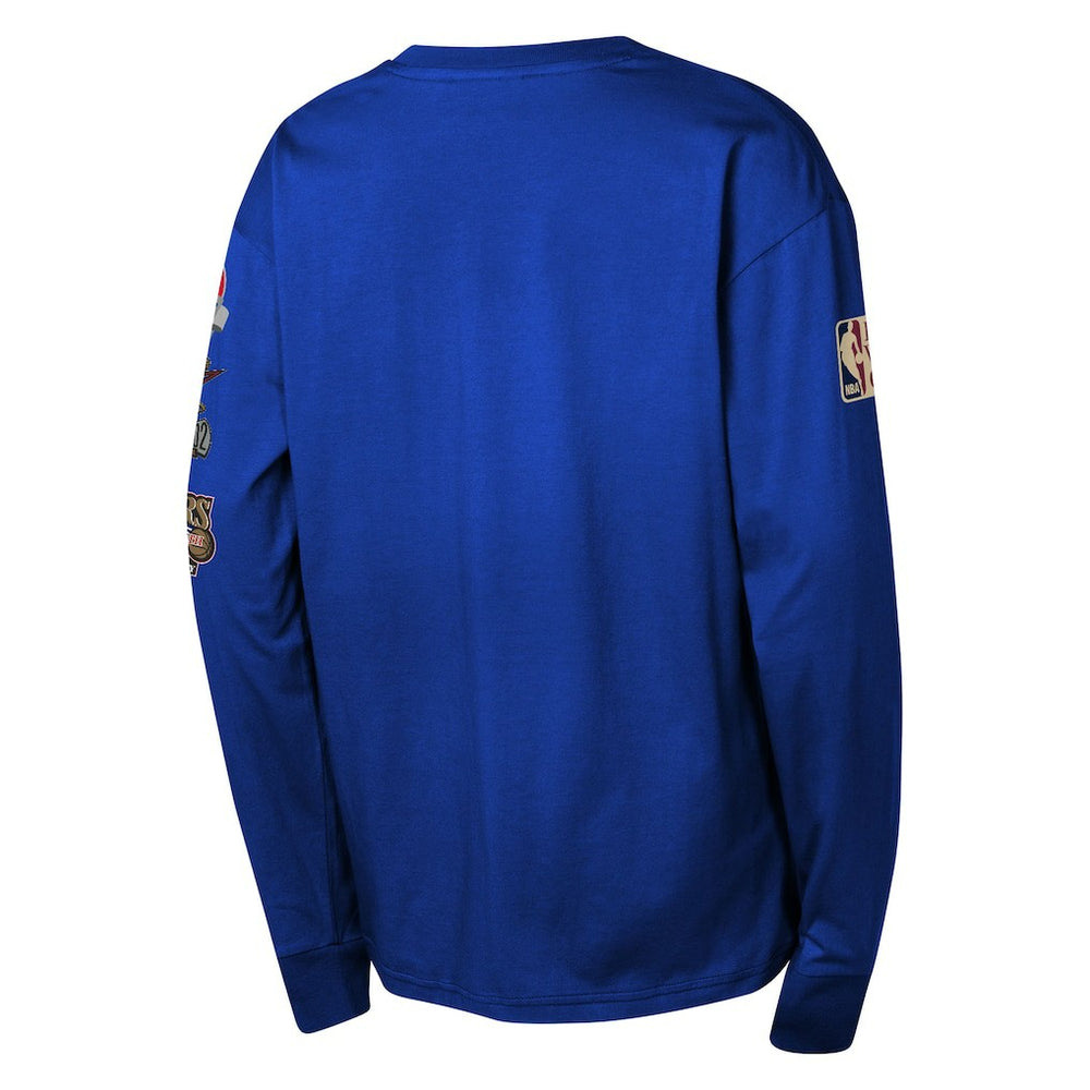 Philadelphia 76ers Youth Hardwood Classics All Over Long Sleeve T-Shirt Royal | Mitchell & Ness for sale