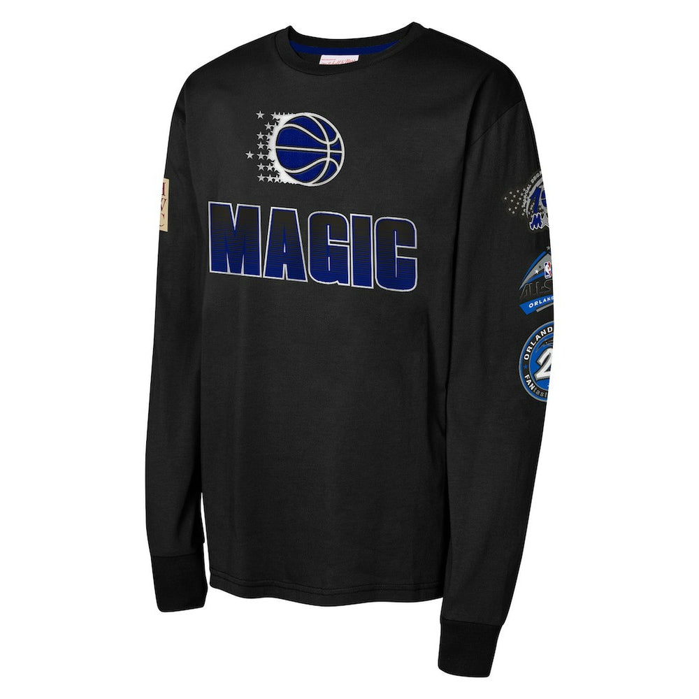 Orlando Magic Youth Hardwood Classics All Over Long Sleeve T-Shirt Black | Mitchell & Ness Lifestyle