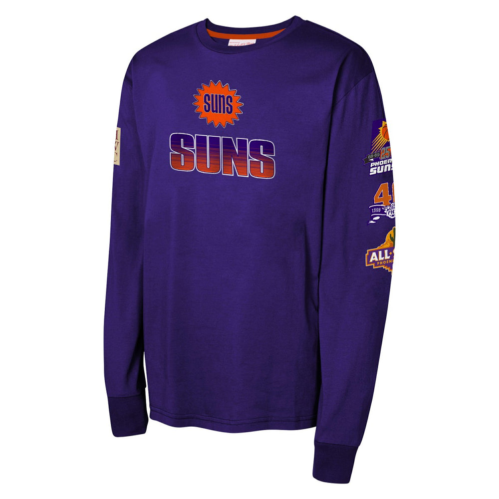 Phoenix Suns Youth Hardwood Classics All Over Long Sleeve T-Shirt Purple | Mitchell & Ness for sale
