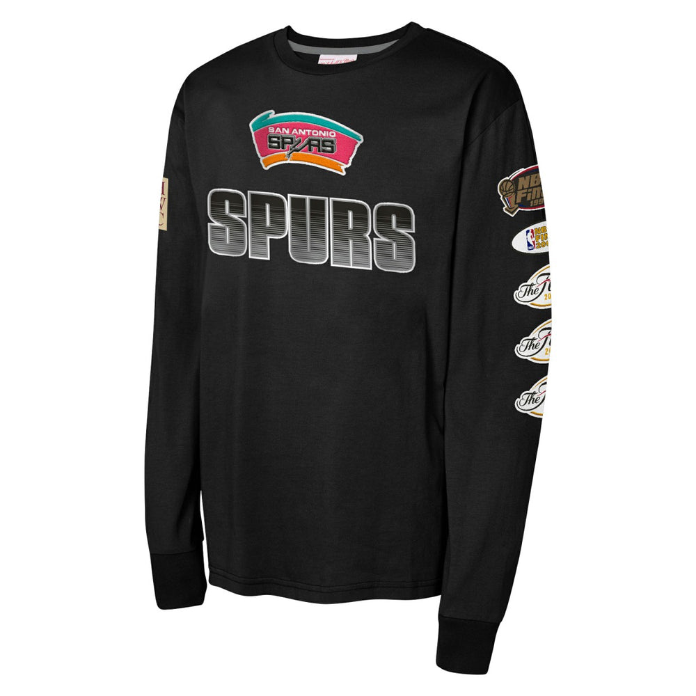 San Antonio Spurs Youth Hardwood Classics All Over Long Sleeve T-Shirt Black | Mitchell & Ness