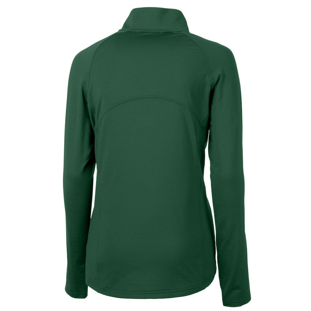 New York Jets Cutter & Buck Women's Primary Logo DryTec Adapt Eco Knit Stretch Recycled Raglan Half-Zip Top Hunter Green