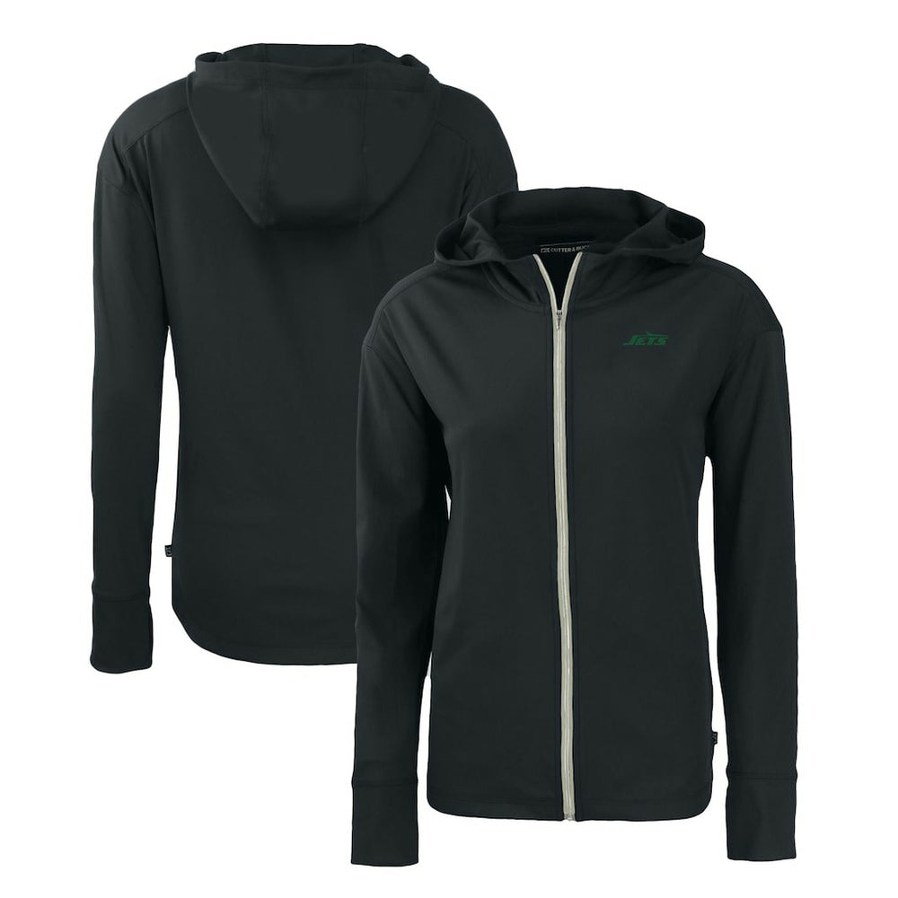New York Jets Cutter & Buck Women's Primary Logo Daybreak Eco Recycled Full-Zip Hoodie Jacket Black