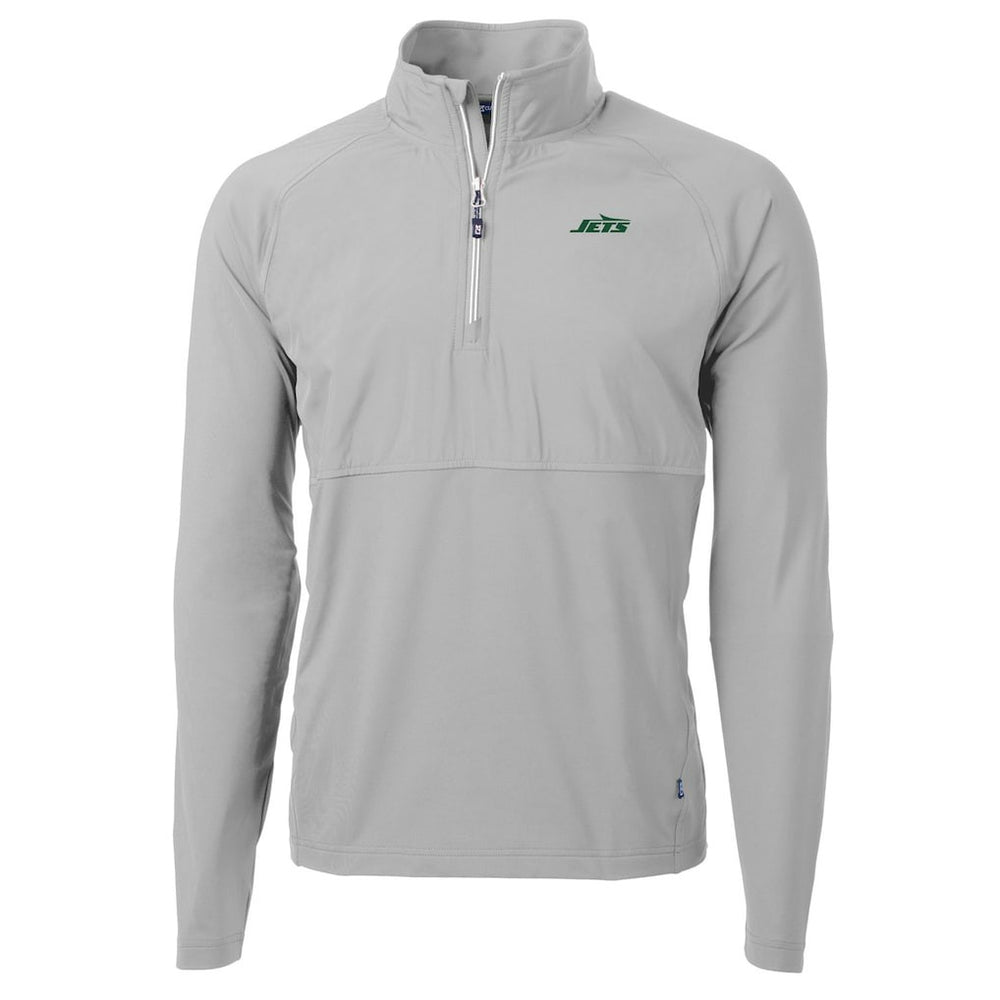 New York Jets Cutter & Buck Primary Logo Adapt Eco Knit Hybrid Recycled Raglan Quarter-Zip Top Gray