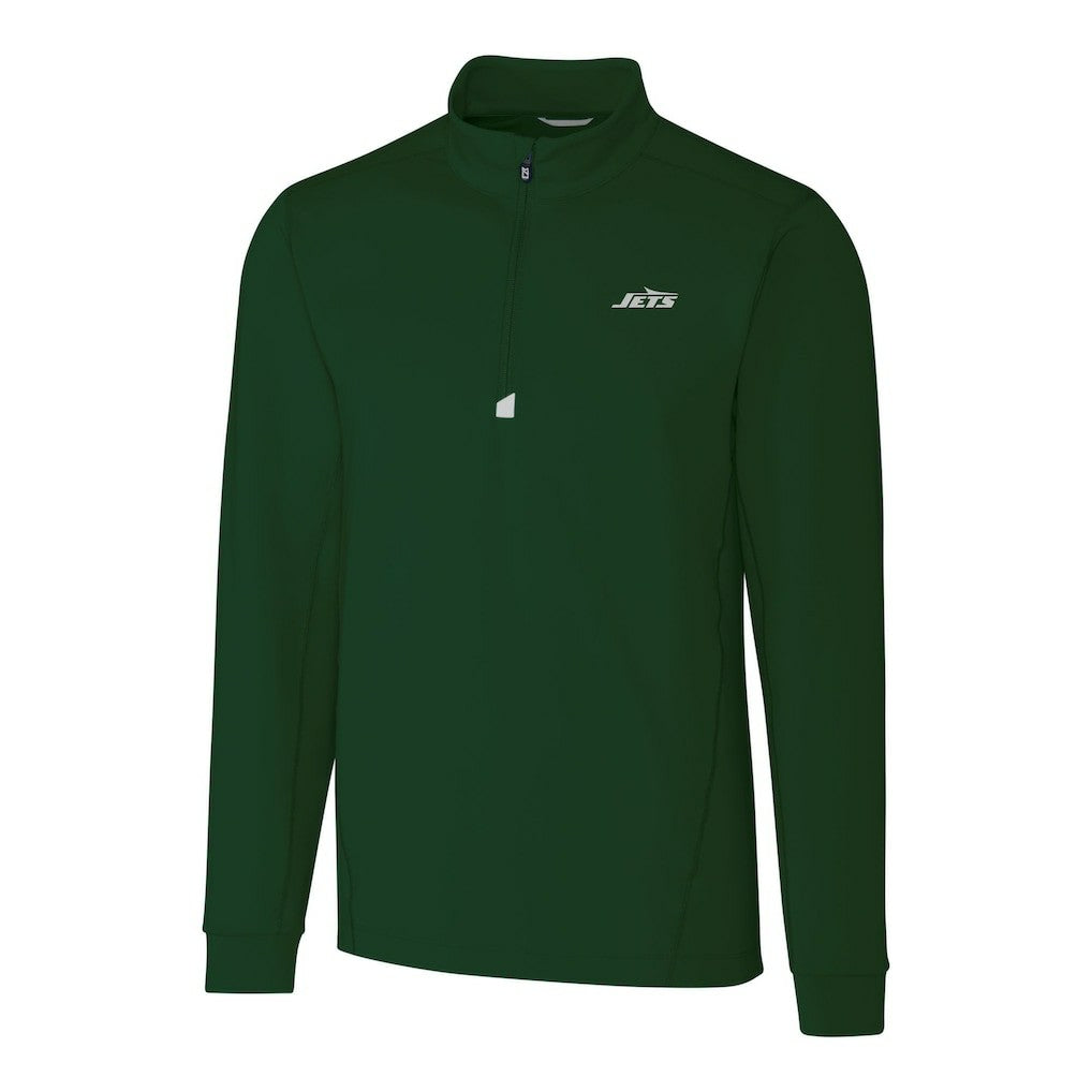 New York Jets Cutter & Buck Primary Logo Traverse Stretch Quarter-Zip Top Hunter Green