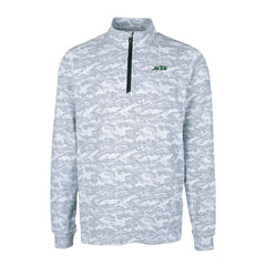 New York Jets Cutter & Buck Primary Logo Traverse Stretch Camo Print Eco Quarter-Zip Top Gray