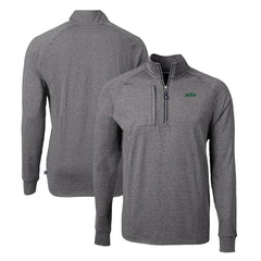 New York Jets Cutter & Buck Primary Logo Adapt Eco Knit Quarter-Zip Top Heather Black