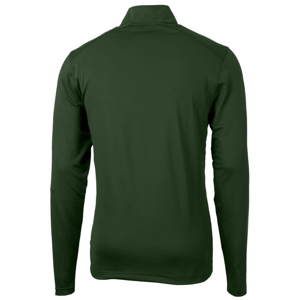 New York Jets Cutter & Buck Primary Logo Virtue Eco Pique Recycled Quarter-Zip Pullover Top Hunter Green