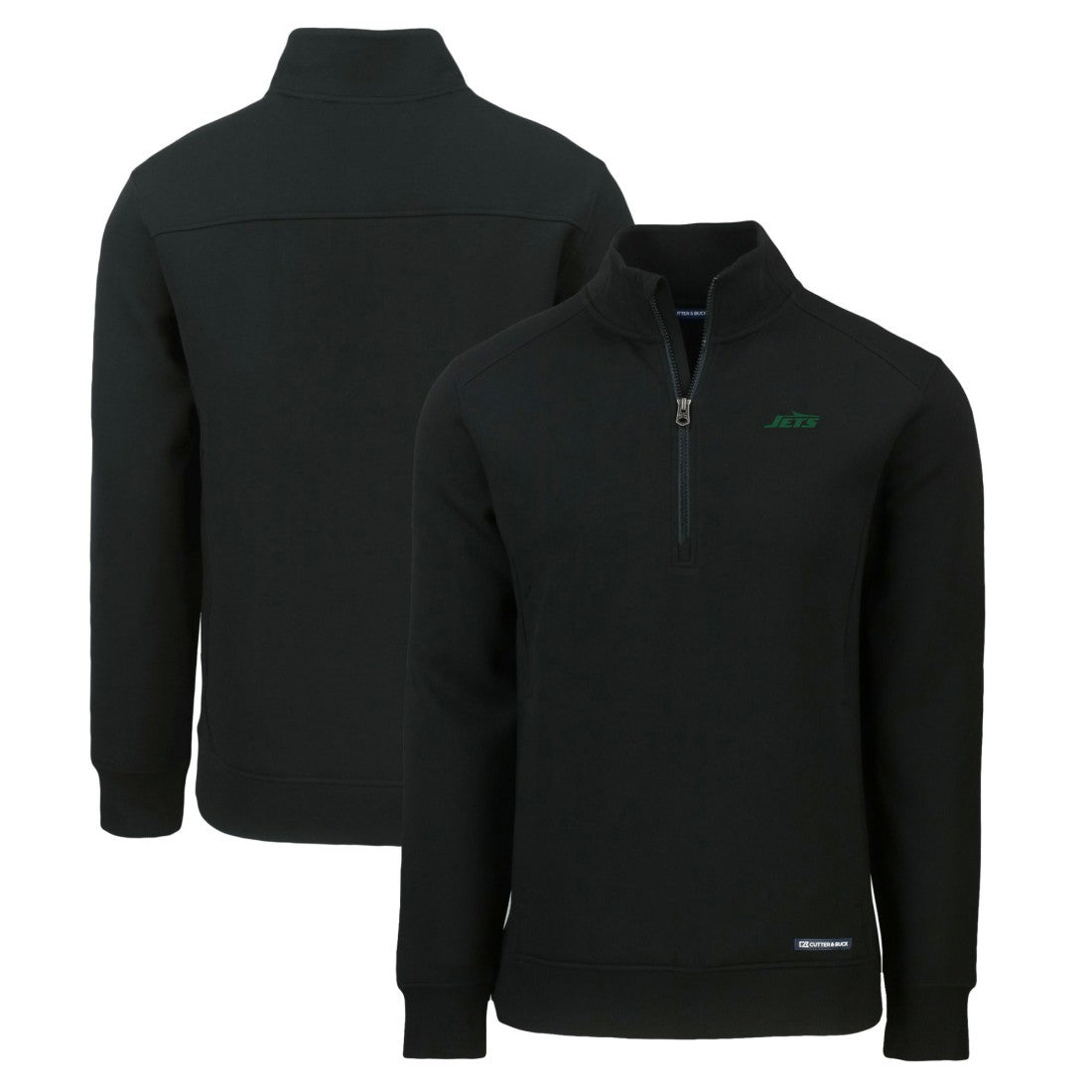 New York Jets Cutter & Buck Primary Logo Roam Eco Recycled Quarter-Zip Pullover Top Black