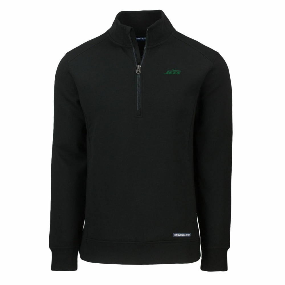 New York Jets Cutter & Buck Primary Logo Roam Eco Recycled Quarter-Zip Pullover Top Black