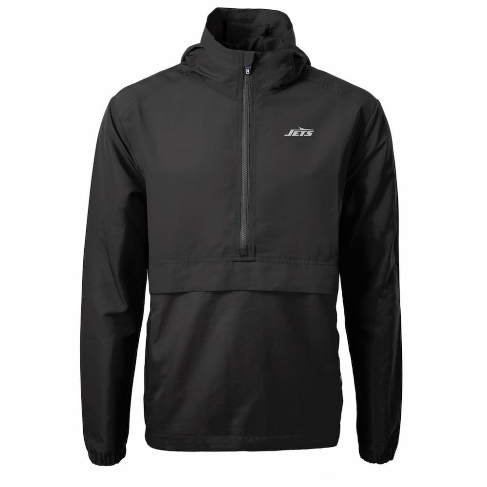 New York Jets Cutter & Buck Monochromatic Logo Charter Eco Recycled Half-Zip Anorak Jacket Black