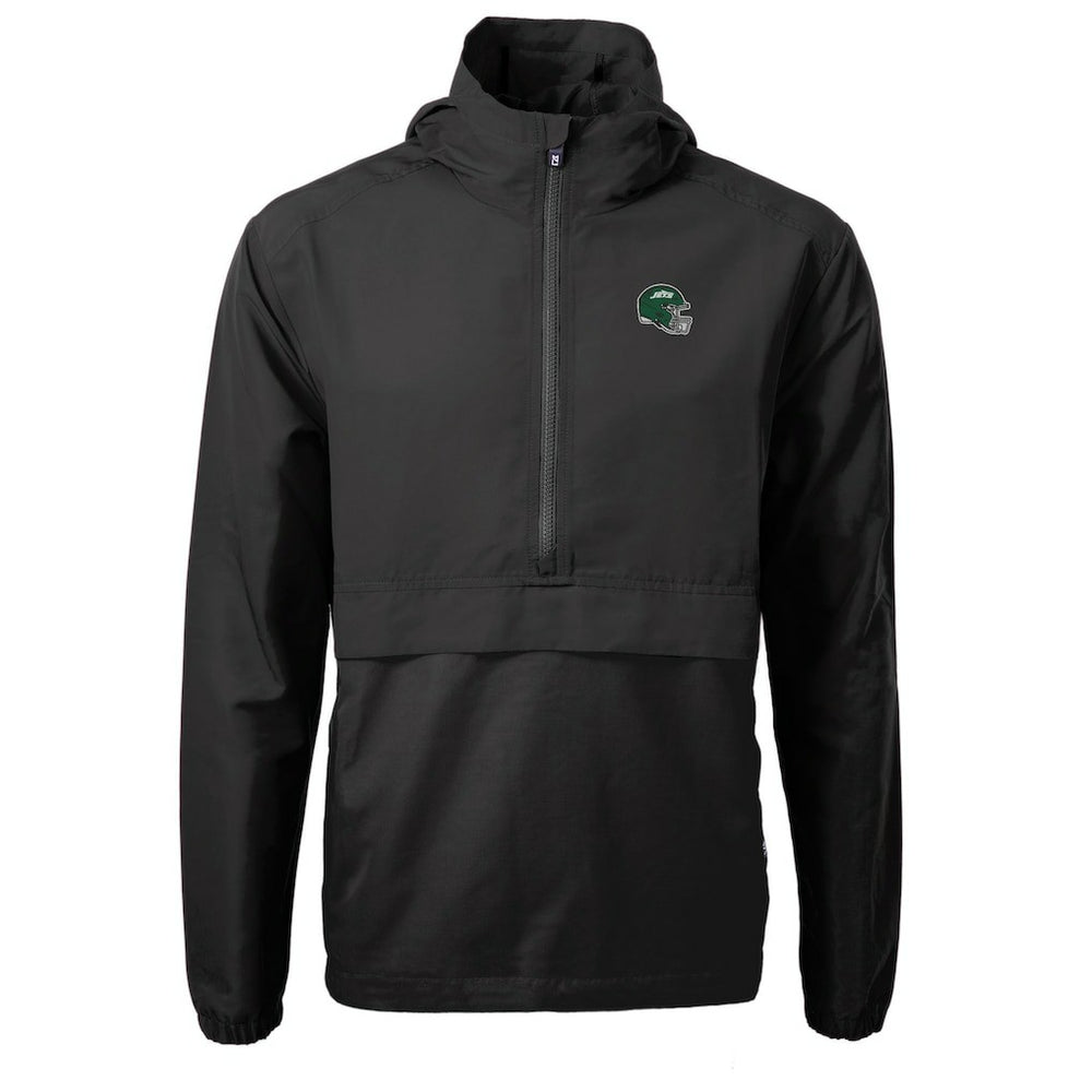 New York Jets Cutter & Buck Helmet Charter Eco Recycled Half-Zip Anorak Jacket Black