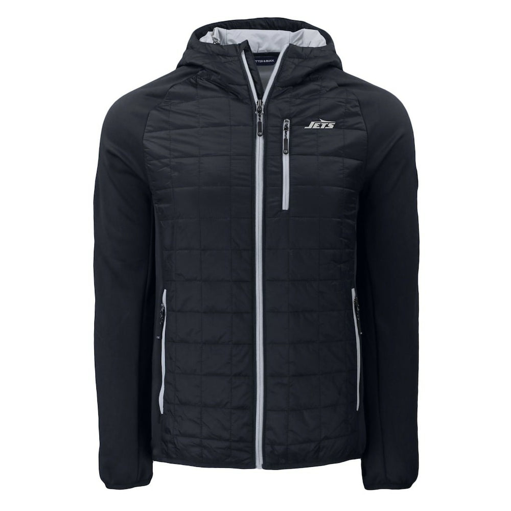 New York Jets Cutter & Buck Monochromatic Logo Rainier PrimaLoft Eco Full-Zip Hybrid Jacket Black