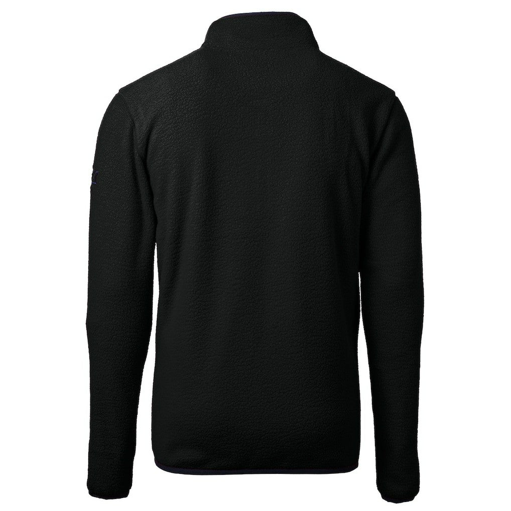 New York Jets Cutter & Buck Big & Tall Monochromatic Logo Cascade Eco Sherpa Fleece Quarter-Zip Jacket Black