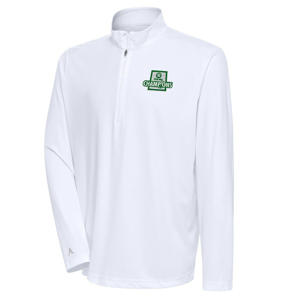 Boston Celtics Antigua 2024 NBA Finals Champions Tribute Quarter-Zip Pullover Top White