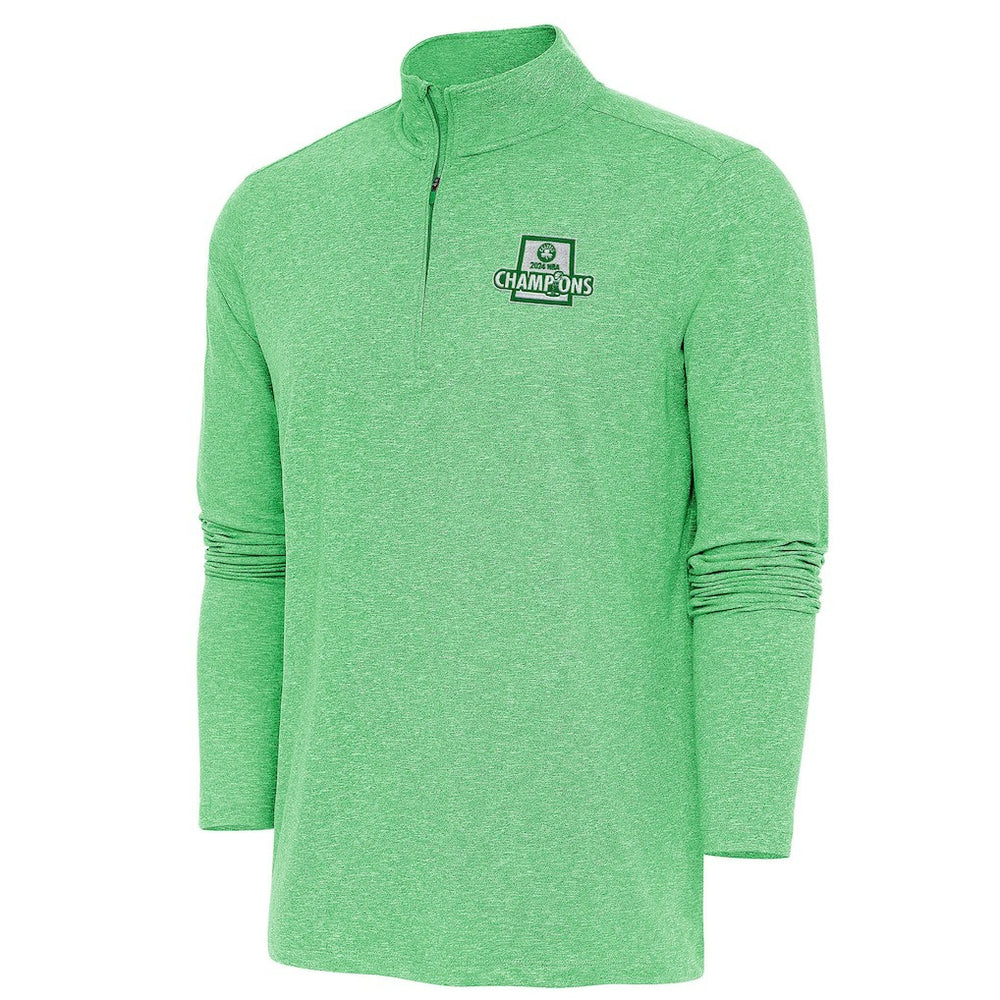 Boston Celtics Antigua 2024 NBA Finals Champions Hunk Quarter-Zip Pullover Top Heather Kelly Green