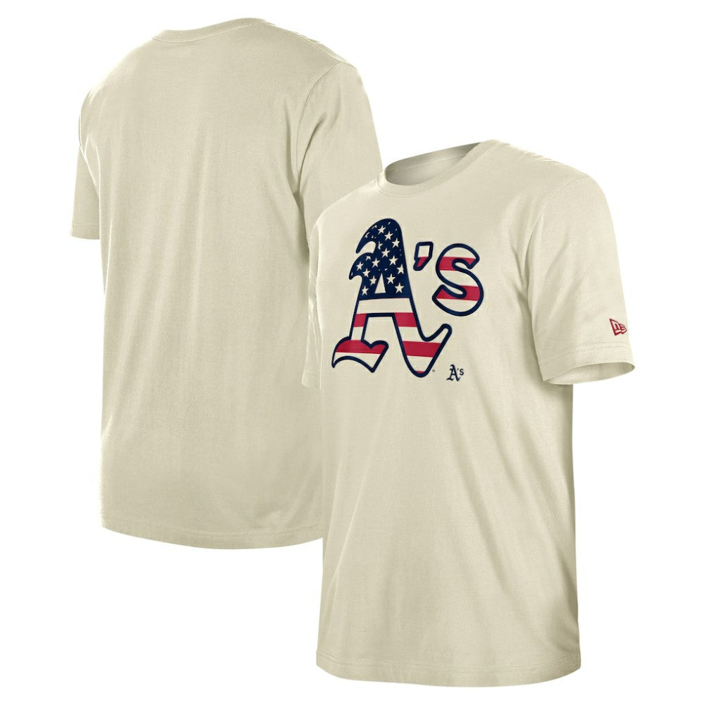 Athletics New Era Americana Flag Fill T-Shirt - Cream - New Era Sale