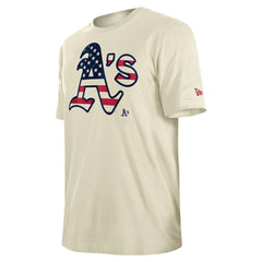 Athletics New Era Americana Flag Fill T-Shirt - Cream - New Era Sale