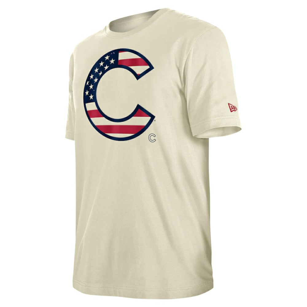 Chicago Cubs New Era Americana Flag Fill T-Shirt - Cream - New Era Lifestyle