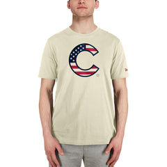 Chicago Cubs New Era Americana Flag Fill T-Shirt - Cream - New Era Lifestyle