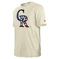 Colorado Rockies New Era Americana Flag Fill T-Shirt - Cream - New Era on Sale