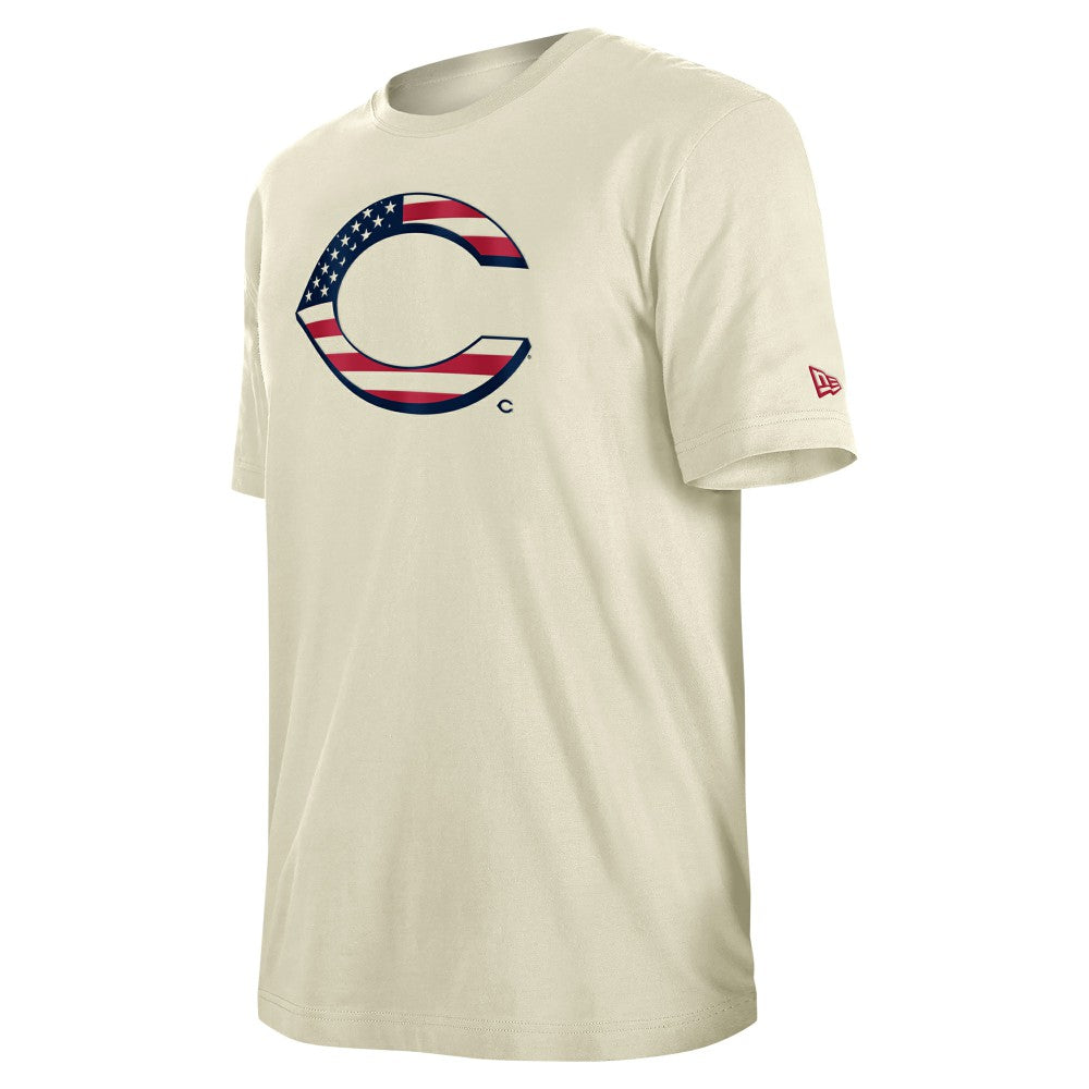 Cincinnati Reds New Era Americana Flag Fill T-Shirt - Cream - New Era Lifestyle