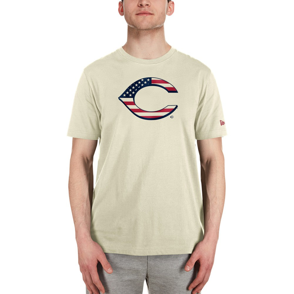 Cincinnati Reds New Era Americana Flag Fill T-Shirt - Cream - New Era Lifestyle