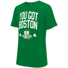 Boston Celtics Stadium Essentials 2024 NBA Finals Champions 18 Banners T-Shirt - Kelly Green
