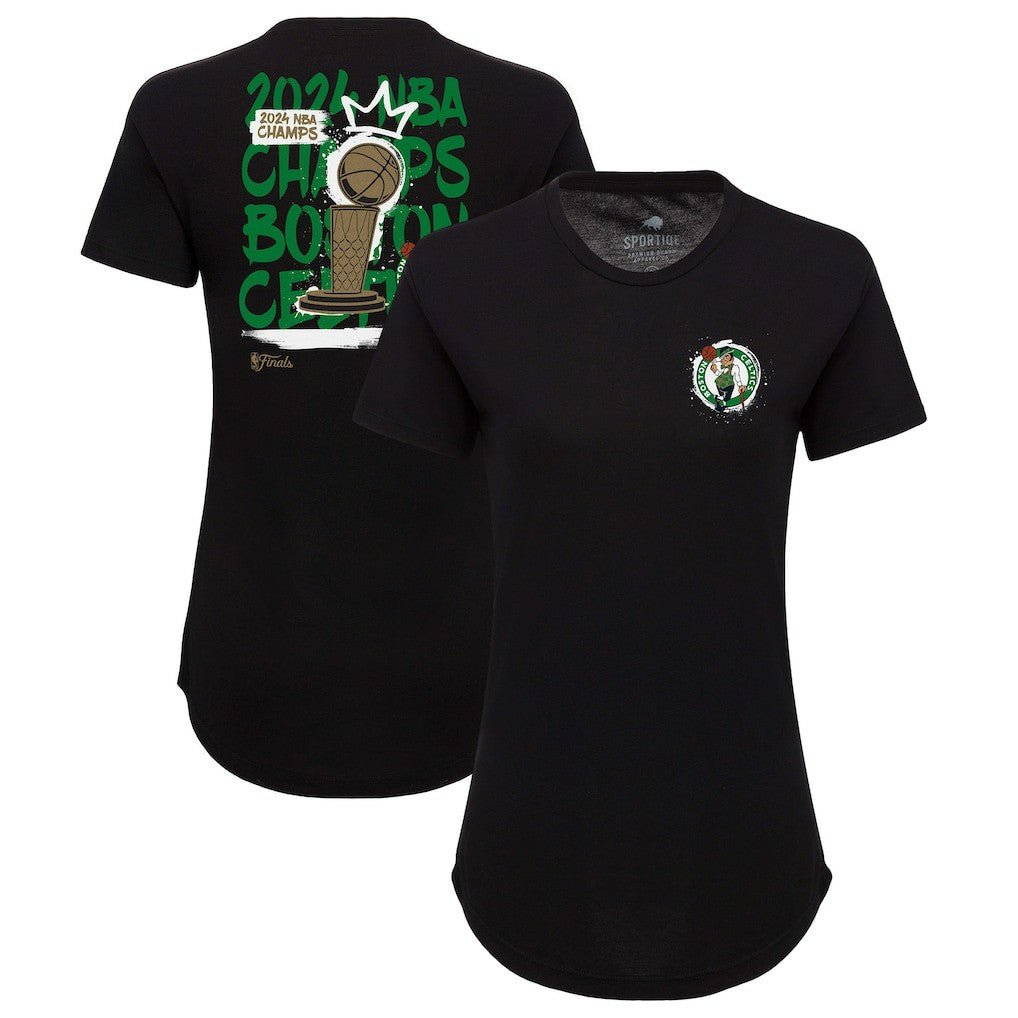Boston Celtics Sportiqe Women's 2024 NBA Finals Champions King of the Court Phoebe Tri-Blend T-Shirt Black