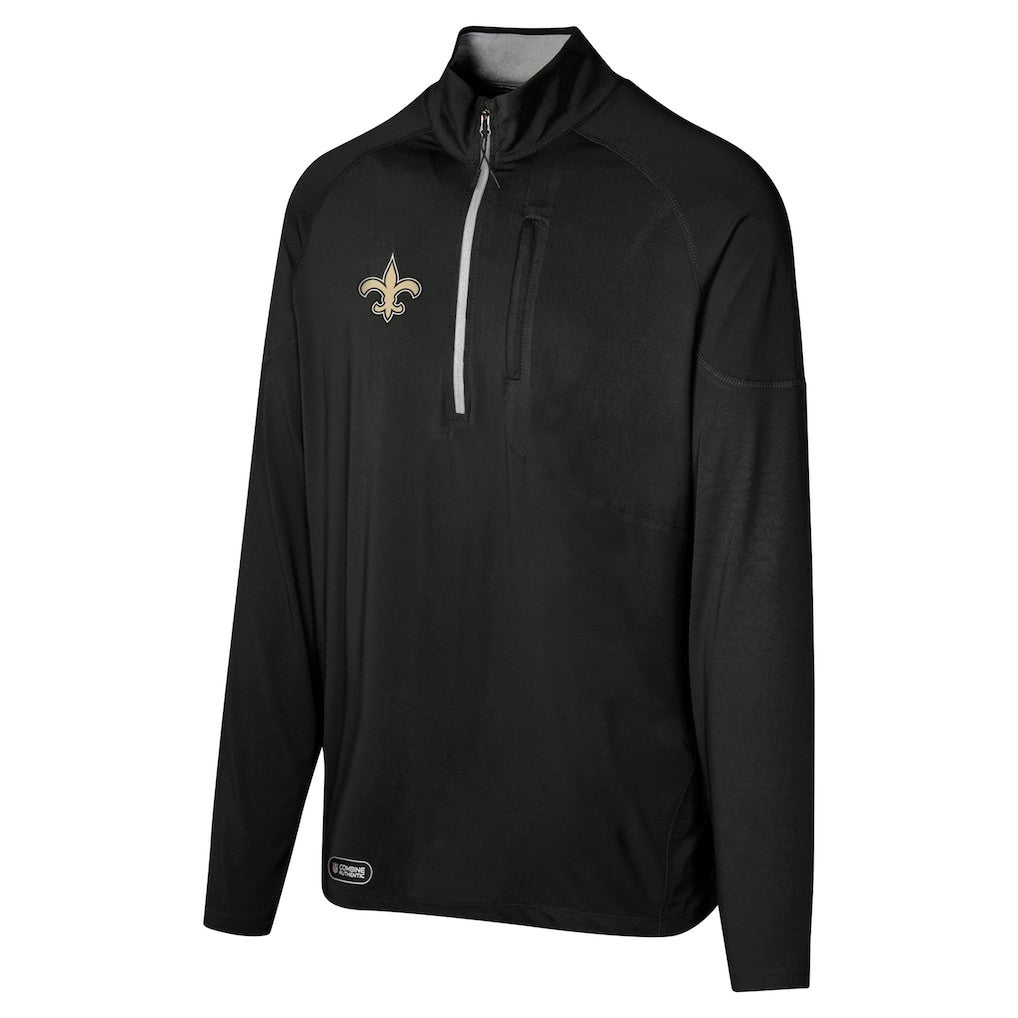 New Orleans Saints Grind Iron Quarter-Zip Top Black