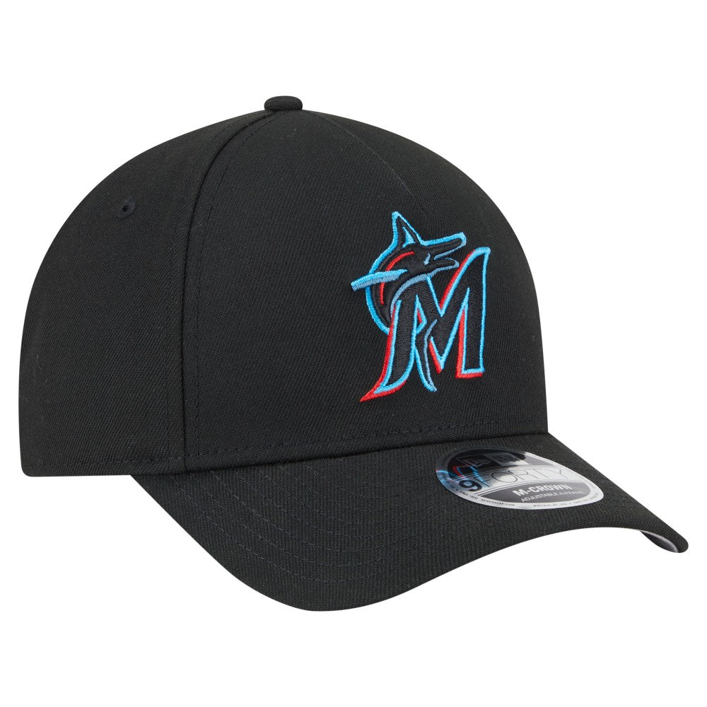 Miami Marlins New Era 9FORTY M-Crown Adjustable Hat - Black - New Era Discount