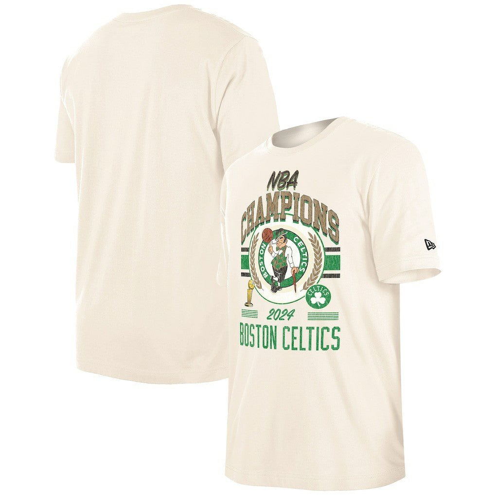 Boston Celtics 2024 NBA Finals Champions Victory Chrome T-Shirt Cream | New Era Near Me
