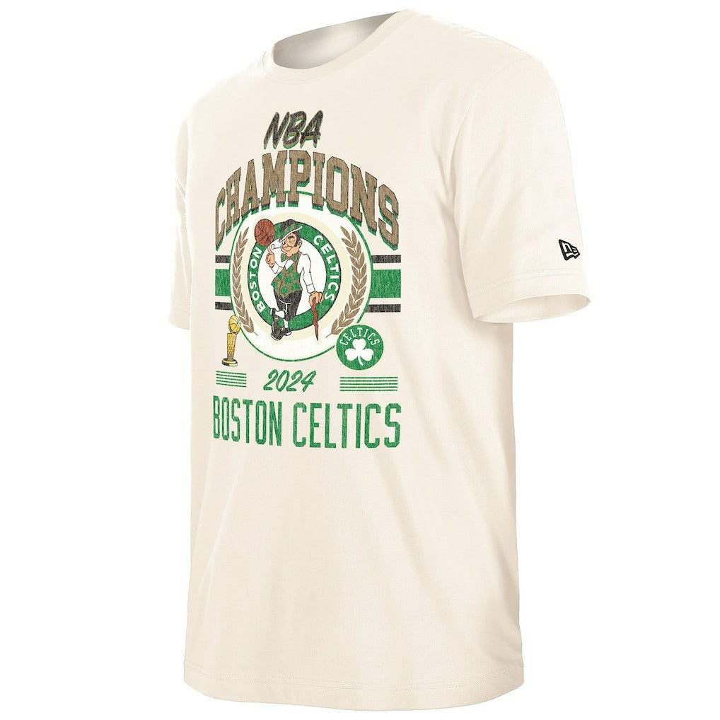 Boston Celtics 2024 NBA Finals Champions Victory Chrome T-Shirt Cream | New Era Near Me