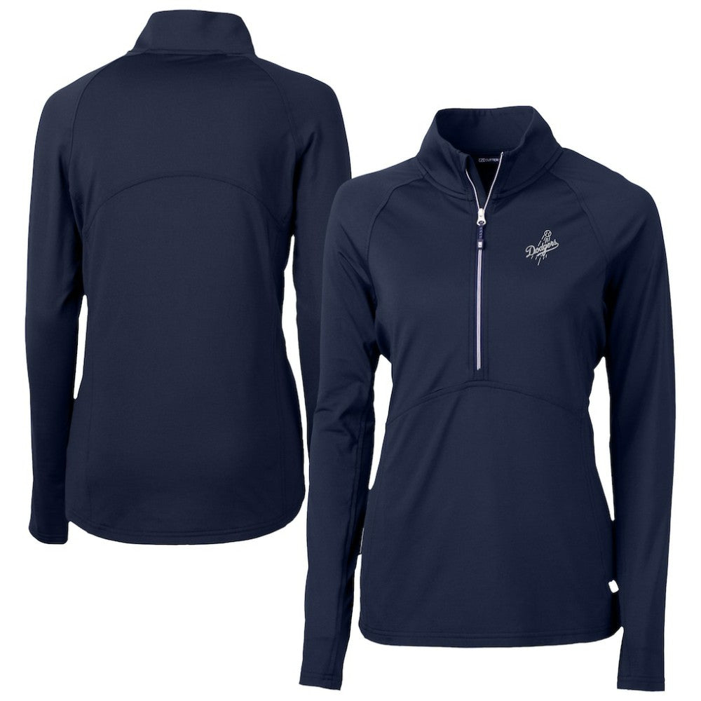 Los Angeles Dodgers Cutter & Buck Women's Adapt Eco Knit Stretch Recycled Half-Zip DryTec Top - Navy - MLB Sale
