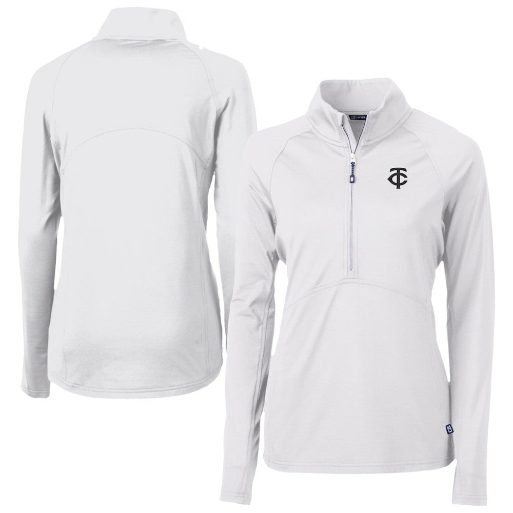 Minnesota Twins Cutter & Buck Women's Adapt Eco Knit Stretch Recycled Half-Zip DryTec Top - White - MLB Discount