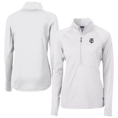 Minnesota Twins Cutter & Buck Women's Adapt Eco Knit Stretch Recycled Half-Zip DryTec Top - White - MLB Discount
