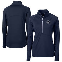 New York Mets Cutter & Buck Women's Adapt Eco Knit Stretch Recycled Half-Zip DryTec Top - Navy - MLB Lifestyle