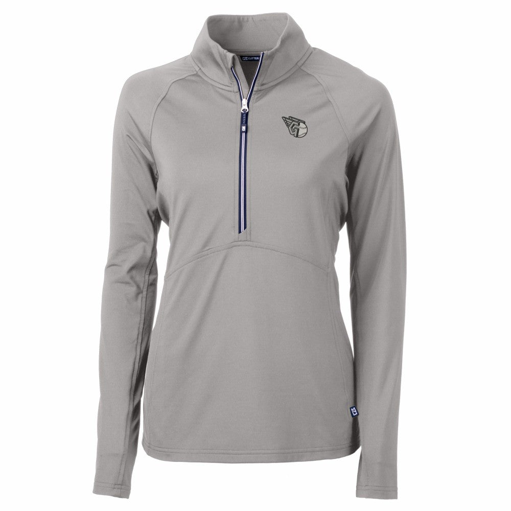 Cleveland Guardians Cutter & Buck Women's Adapt Eco Knit Stretch Recycled Half-Zip DryTec Top - Gray - MLB Online