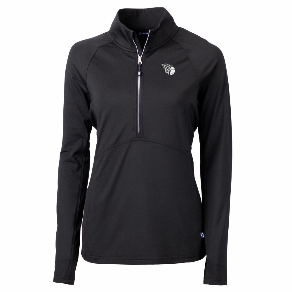 Cleveland Guardians Cutter & Buck Women's Adapt Eco Knit Stretch Recycled Half-Zip DryTec Top - Black - MLB on Sale
