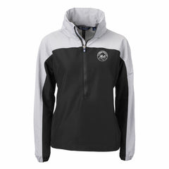 New York Mets Cutter & Buck Women's Charter Eco Recycled Half-Zip Anorak Jacket - Black/Gray - MLB Sale