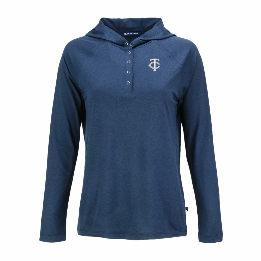 Minnesota Twins Cutter & Buck Women's Coastline Epic Comfort Eco Recycled Raglan Long Sleeve Hoodie T-Shirt - Navy - MLB Online